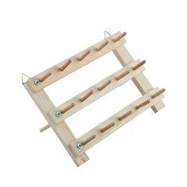 NW 15-Spools Wooden Thread Holder Sewing and Embroidery Thread Rack and Organizer Thread Rack for Sewing with Hanging Hooks