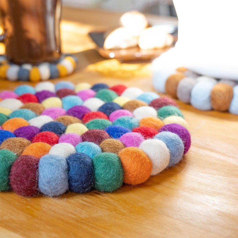 Trivet Felt Ball Colorful