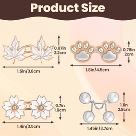 SmallCat 4 Sets Pant Waist Tightener, Adjustable Metal Waist Cincher Clip with 4 styles, Cute No Sew Waist Tightener Clips for Jeans Skirts Pants Collars- White & Silver