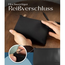 Lederfabrik Garnier® Women's Hygiene Case Black - Premium PU Leather, Sustainable & High Quality - Space for All Hygiene Items - Cosmetic Bag Small, black