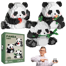 ARONRAVE 3-in-1 Panda Building Blocks Set, Panda Clamping Blocks, Mini Building Blocks Set, Panda Animal Building Block Set, Panda Gifts for Adults, Children
