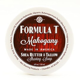 Shaving Soap WSP Formula T (Mahogany) 4 Oz Made with Shea Butter & Tallow