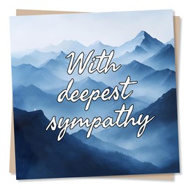 Condolences Card for Loss of Loved One - Blue Landscape, Mountains - With Deepest Sympathy - Sympathy For Daughter, Son, Child, Grandchild, Best Friend, Partner, Relative, Colleague
