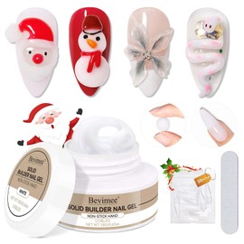 Bevimee Solid Builder Gel For Nails, White 3D Nail Gel Art Hard Gel For Nails, 18g Non-Sticky Hand Molding Carving Gel For Nail Sculpting Extension Gel, Salon DIY At Home