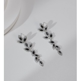 UDYLGOON Women Chandelier Wedding Prom Earrings Cubic Zirconia Crystal Drop Dangle Earrings for Bride (Black)