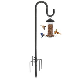 BsBsBest Shepherds Hook for Outdoor Bird Feeder Pole, 78" Plant Hanger with 5 Prongs Base, 4/5" Thick Bird Feeder Poles for Outdoors Heavy Duty Shepherd Hooks for Solar Lights, Squirrel Proof
