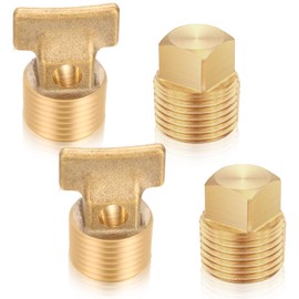 Otoolling 4 Pcs 1/2" NPT Solid Brass Drain Plugs, Commonly Applied in Boat Hulls, 2 Shaped Solid Brass Boat Hull Spare Garboard Drain Plug for Many Models