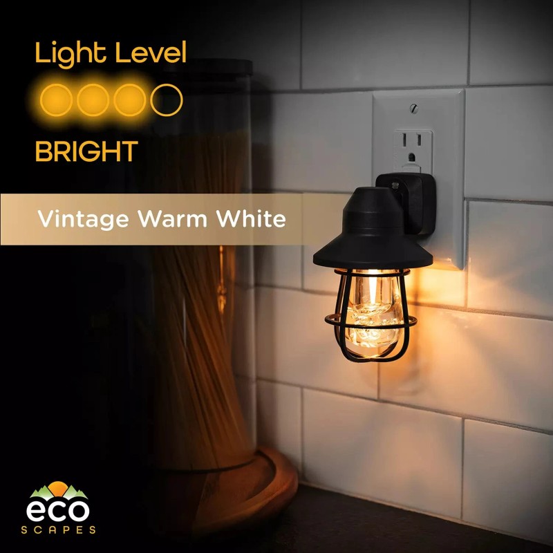 EcoScapes Vintage Black Cage LED Night Light 2 pk.