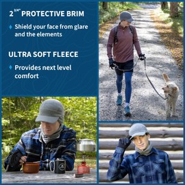 TrailHeads Men's Fleece Hat Baseball Cap - Drop Down Ear Warmer Flaps - Winter Caps for Men for Running, Golf, Hunting Heather Grey