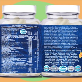 Marine Collagen Type1&3 1800mg, Biotin 10000mcg/serving, Hyaluronic Acid, Vitamins, Minerals, Botanicals | 2432mg/serving | Hydrolysed High Strength Peptides Supplement | Skin, Hair, Nails, Joints