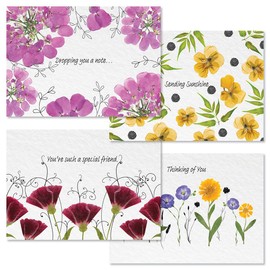 Current Pressed Flowers Thinking of You Friendship Greeting Card Set - Value Pack of 20 Cards With White Envelopes for Friends & Family, 10 Designs, Large 5" x 7" Assortment