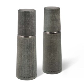 Cole & Mason Marlow Wood Mill Set - Balanced Salt and Pepper Grinders - Refillable Spice Tools - Adjustable Salt and Peppercorn Grinder Settings - Dark Grey