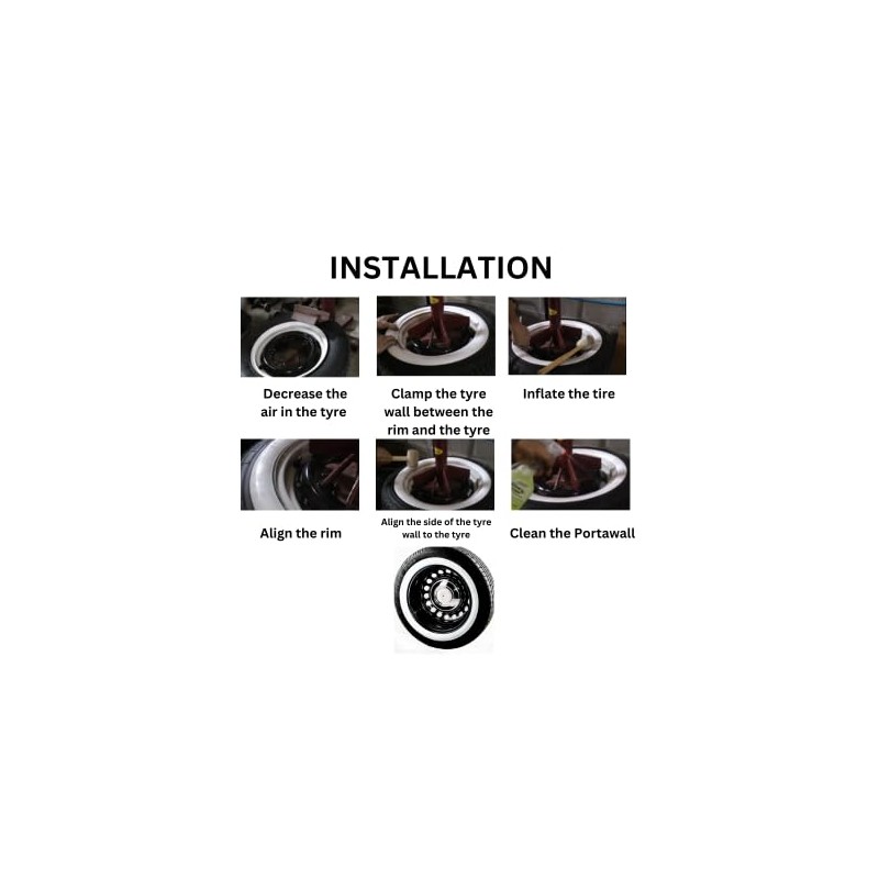 PORT-A-WALL 18 inch Whitewall Sidewall Tire Trim Set of 4.