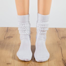 Century Star White Slouch Socks for Women Scrunch Socks Super Soft Scrunch Knee High Socks Knit Boot Socks Cozy Socks Size 9-11 White One Size