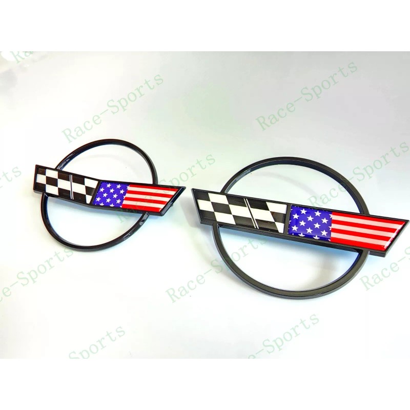 AUTO 2PC Black Front Rear Gas Lid Blue Cross US