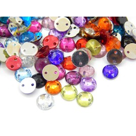 Pack of 1000 Rhinestones for Sewing 10 Colours 2 Holes Rhinestone Sewing Flatback Diamonds Crystal Buttons for Crafts Jewellery Clothing Dress Decorations Gemstones Acrylic Sewing Crystals