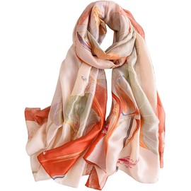 MAIRY Orange Neck Scarf for Women Women's Silk Scarves UK Fashion Evening Wraps and Shawls Satin Neck Scarf Wrap Lightweight Large Soft Ladies Scarfs S180060