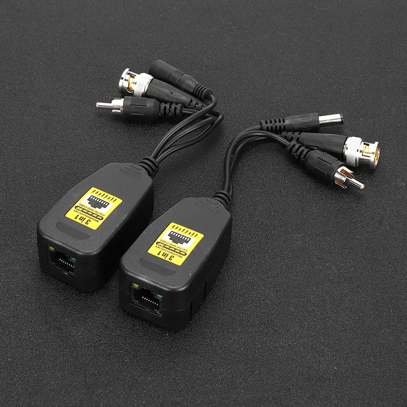 2Pair 3 In-1 PowerVideoAudio Balun Connector Transmitter 8MP CVi AHd
