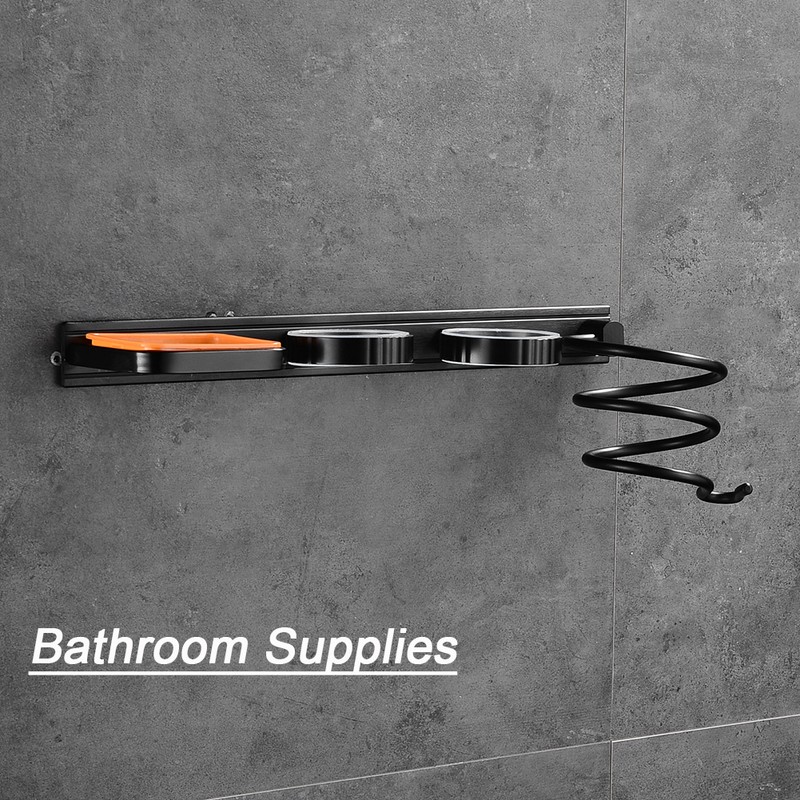 Multifunctional Space Aluminum Bathroom Storage Rack Hair Dryer Toothbrush Holder
