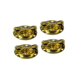Gedotec Rotary Latch | Gate | Table Fitting Diameter 60 mm | Brass-Plated Steel | Pack of 4 | Table Top Connector for Tables | Furniture Latch for Fixing Inserts | Worktop Connector