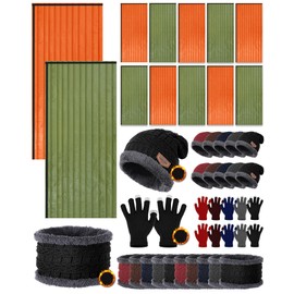 Tranqun 40pcs Emergency Sleeping Bags Bulk with Winter Hat Gloves Scarf, Survival Sleeping Bag Bivy Sack Waterproof Lightweight Thermal Blanket Gear for Camping Hiking Outdoors Homeless
