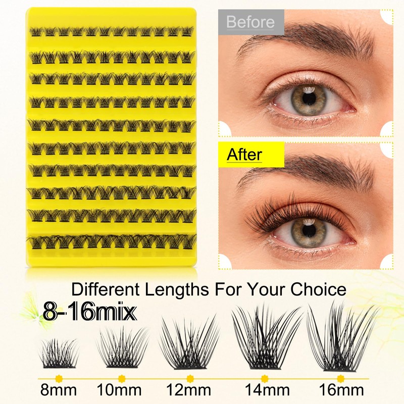 EMEDA Eyelash Clusters 8 mm Cluster Eyelashes Individual Eyelashes DIY