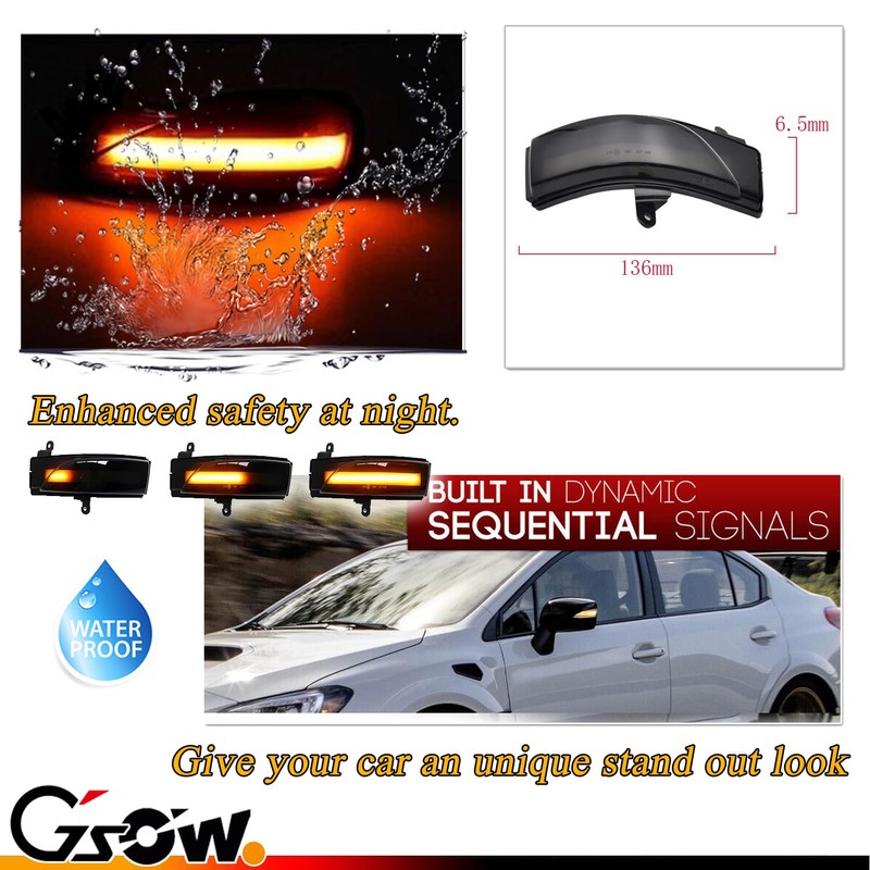 GSOWO 2 PCS Sequential Dynamic LED Side Mirror Turn Signal