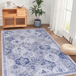 NAAR 9x12 Area Rugs for Living Room, Washable Rug, Low-Pile, Non-Slip, Non-Shedding, Foldable, Kid&Pet Friendly, Area Rugs for Living Room, Bedroom, Dining Room Rug, Blue 9x12 Area Rug (Blue, 9'x12')