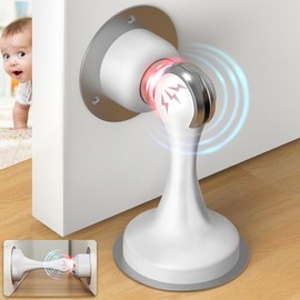 Door Stoppers, Magnetic Door Stop 6 Pack Adhesive Stick & Screws Stainless Steel, Door Stop Holder to Keep Door Open Wall & Floor Mount, Magnetic Door Catch Stoppers for Bottom of Door, White