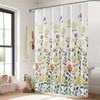 BESTRIPES Fabric Floral Shower Curtain, Yellow Orange Green Flower Shower