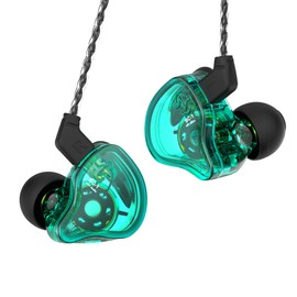 CCZ Melody - Auriculares inear con cable para juegos 1DD 1BA híbridos, auriculares iem, graves HIFI con aletas de oído, cable OFC 4N para tambor, estudio, edición, PC, juegos (verde, sin micrófono)