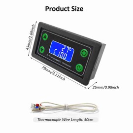 WIFI Remote High Temperature Digital Thermostat LCD Screen Display K Type Thermocouple High Temperature Controller -99 to 999℃ Black