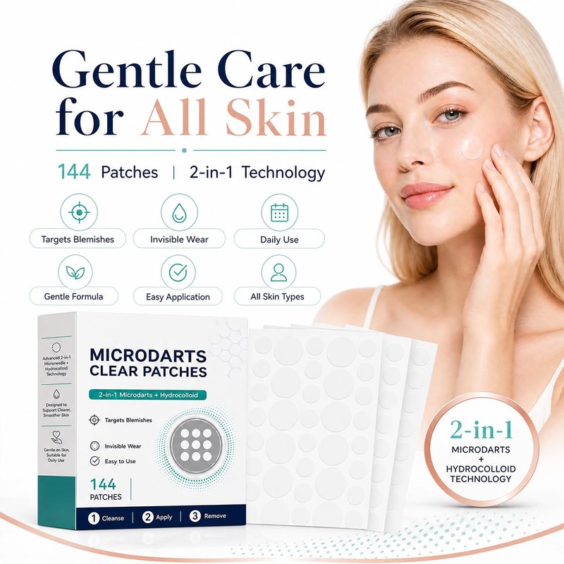 2Pack Curalona Microdarts Clear Patches, 2-in-1 Hydrocolloid Blemish Patches with