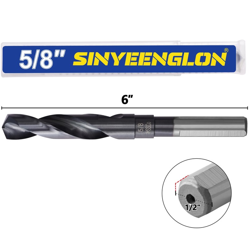 5/8 Cobalt Drill Bit for Metal and Hardened Steel, 1/2