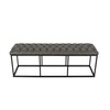 HomePop Upholstered Button Tufted Decorative Bench with Metal Base, Gray