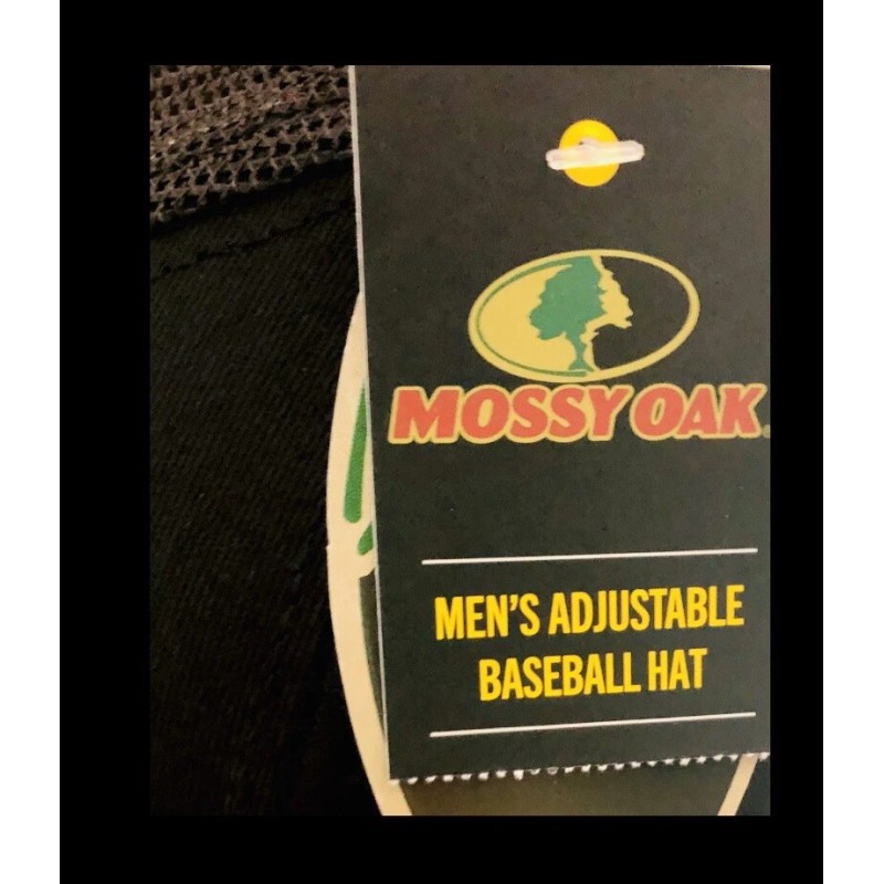 mossy oak BLACK 6 Panel Structured Hat/cap,MESH BACK,adjustabl