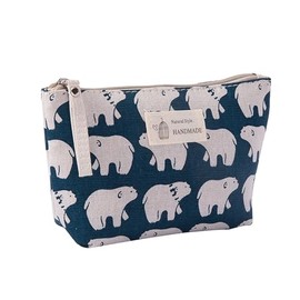 HRhousaen Cosmetic bag for Woman Travel Makeup Bag Boho Bohemian Cute Aesthetic Canvas Toiletry Make Up Organizer, Women Essential Bags Pouch for Comestics Toiletry, Cute Bear