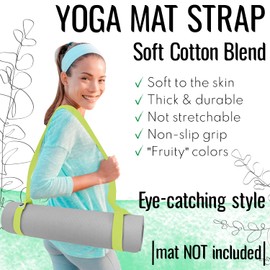 [New 2025] TECEUM Yoga Mat Strap – 30+ Colors – Adjustable Mat Holder Sling for All Mats [Mat Not Included]