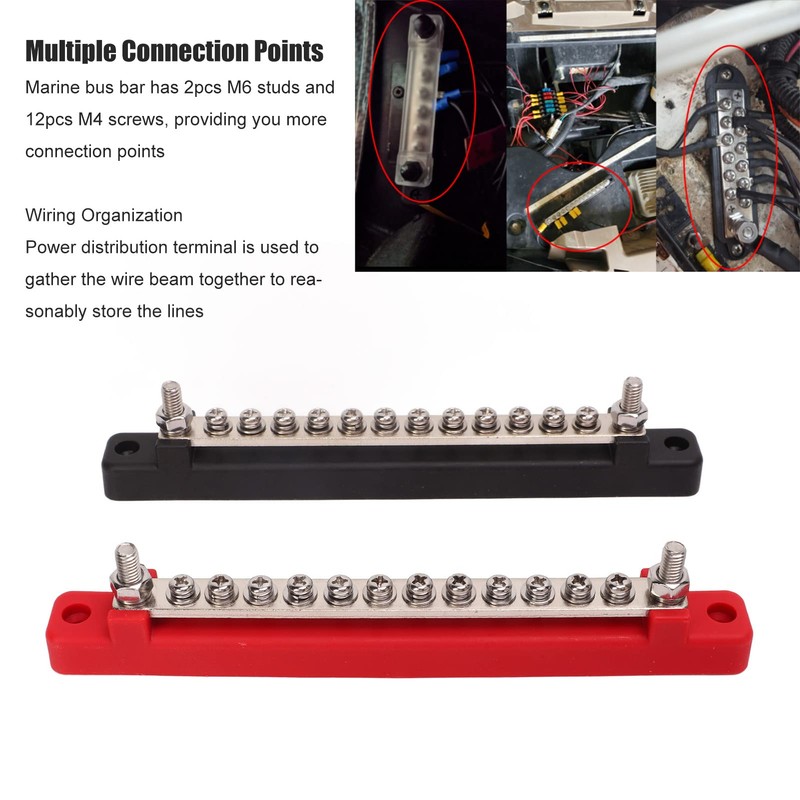 Power Distribution Block 12 Terminal Single Row Busbar 12 Poles