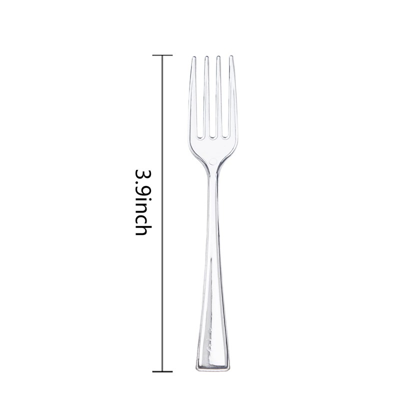 WDF 300 Pieces Clear Plastic Mini Forks 4 Inches Clear