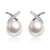 CTEW Pearl Earrings for Women Pearl Dangle Earrings,18K White Gold