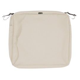 Classic Accessories Montlake Water-Resistant 21 x 19 x 3 Inch Rectangle Outdoor Seat Cushion Slip Cover, Patio Furniture Chair Cushion Cover, Antique Beige, Patio Furniture Cushion Covers