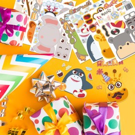 WALPLUS Make-a-face Sticker Make Your Own Animal Mix and Match Sticker Kids Party Favor Supplies Craft Gift Ideas Party Animals Face Design 48 Sheets 15x20cm