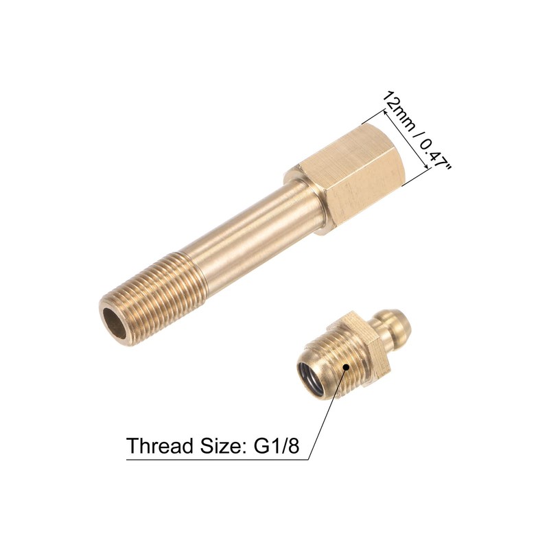 uxcell Brass Straight Grease Fitting G1/8 Thread 60mm Length Hydraulic