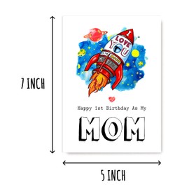 Happy 1St Birthday As My Mom - Baby First Birthday Card To Mom - 1St Birthday Card For Mom - Happy Birthday Mom