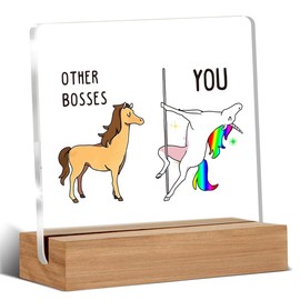 Funny Boss Gifts for Men, Women, Cool Gifts for Bosses, Boss Day Birthday Gift, Office Desk Decor 4 x 4 Inches