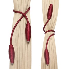 MALOINTEX Curtain Ball Rope Tiebacks Tie-Backs, Rope Ties, Curtain Handmade Holdbacks, Cotton Curtain Tieback (Burgandy RED, 4Pc-FlexRope)