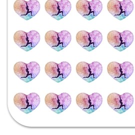High Lunge Crescent Variation Yoga Pose Heart Shaped Planner Calendar Scrapbook Craft Stickers