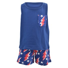 Unique Baby Traje de pantalones cortos patrióticos para niños 4 de julio, Blutnk, 9 Años