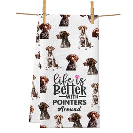 PXTIDY German Shorthaired Pointer Dog Towel GSP Dog Gifts Life is Better with Pointers Around Kitchen Towel GSP Dog Mom Gift